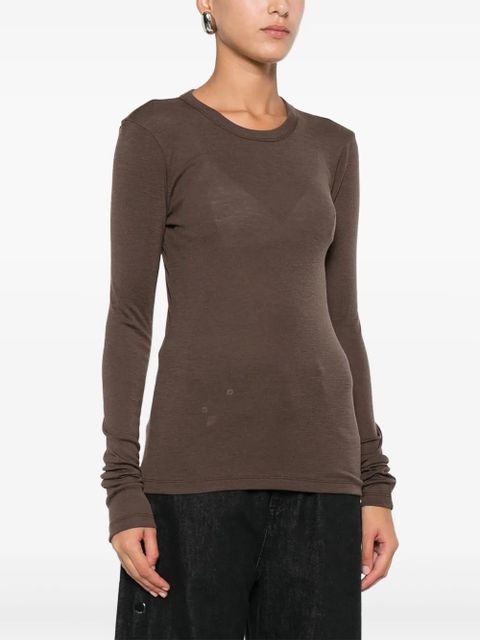 Róhe crew-neck long-sleeve top - Brown