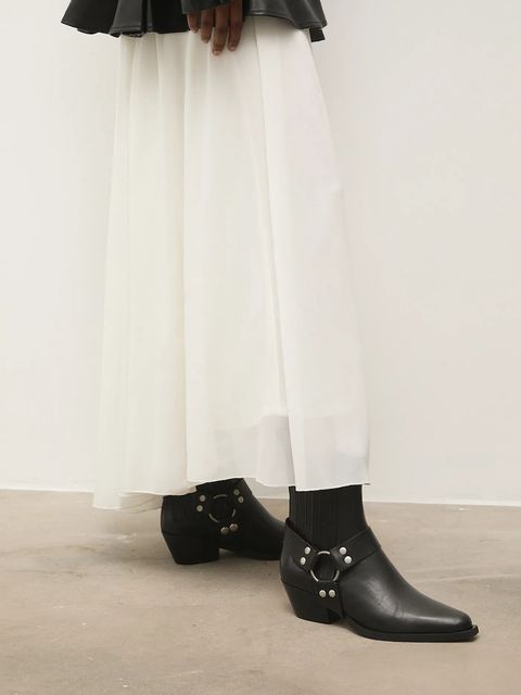 Answear.LAB sztyblety skórzane kolor czarny na słupku lekko ocieplone