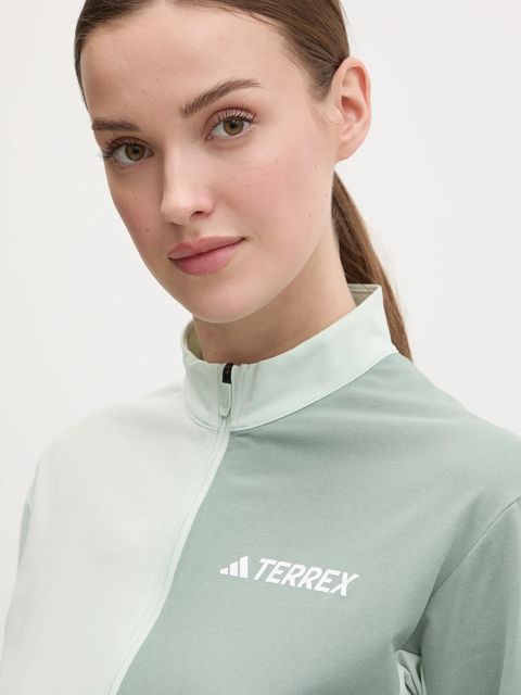 adidas TERREX longsleeve sportowy Multi kolor zielony z półgolfem JE0362