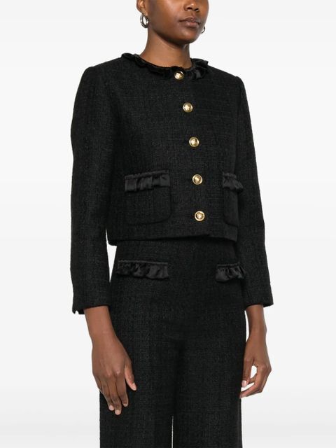 SANDRO ruffle embellished blazer - Black