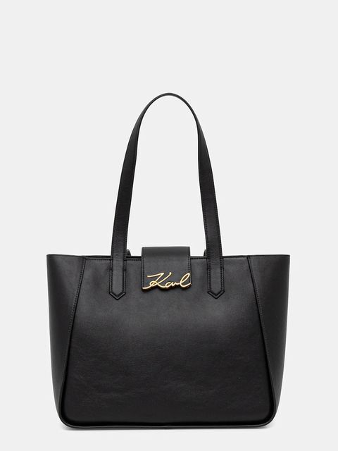 Karl Lagerfeld torebka skórzana K/SIGNATURE kolor czarny A3W30133 - zdjęcie produktu nr 1