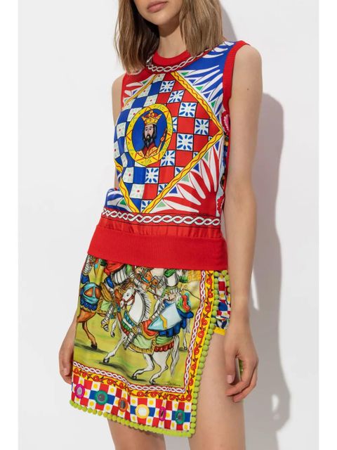 Dolce & Gabbana Carretto-print silk vest - Red