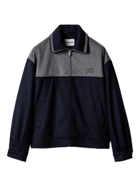 Miu Miu embroidered-logo zipped sweatshirt - Blue - zdjęcie produktu nr 1