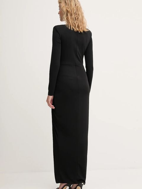 Fracomina sukienka kolor czarny maxi dopasowana FQ25WD3006W62601