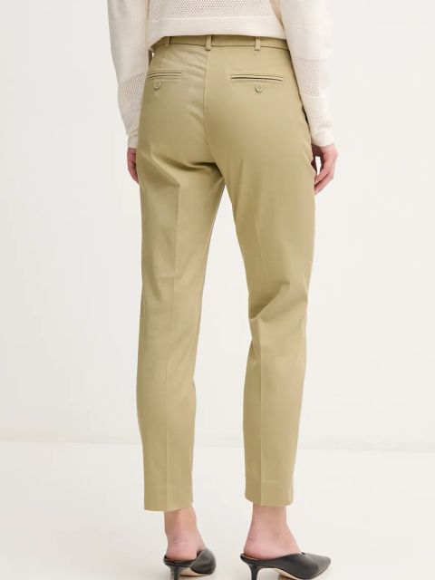 Sisley spodnie damskie kolor zielony dopasowane medium waist 4BYW55AH6