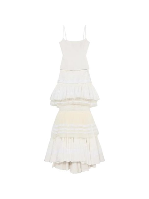 Blumarine butterfly-appliqué pleated maxi dress - White - zdjęcie produktu nr 1