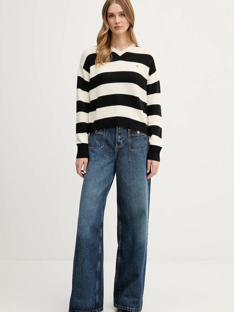 Tommy Hilfiger sweter z dodatkiem kaszmiru damski kolor czarny lekki WW0WW47655 - zdjęcie produktu nr 2