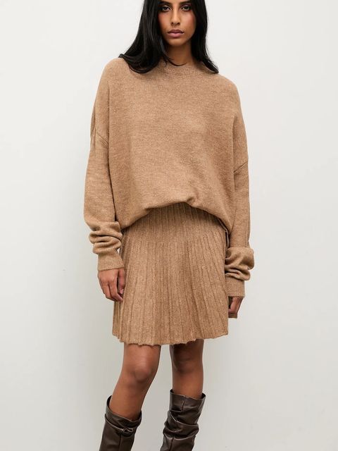 Answear.LAB sweter i spódnica damski kolor beżowy - zdjęcie produktu nr 1