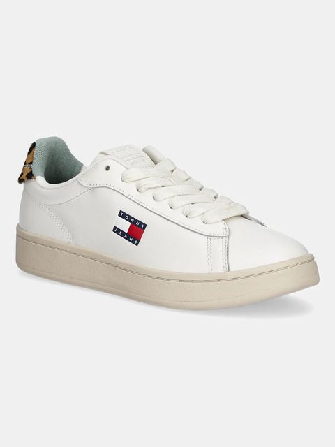Tommy Jeans sneakersy skórzane ARCHIVE 98 LEOPARD damskie kolor biały EN0EN02909 - zdjęcie produktu nr 1