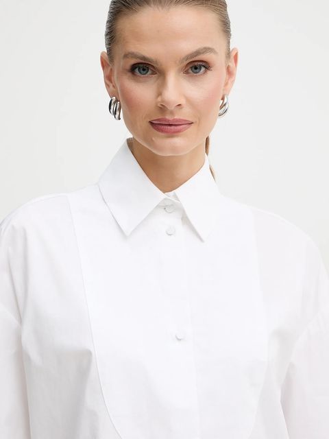 Armani Exchange koszula bawełniana damska kolor biały relaxed z kołnierzykiem klasycznym XW000706 AF12812