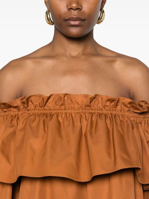 Saint Laurent ruffled mini dress - Brown