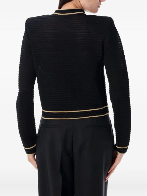 Balmain ribbed gold-trimmed cardigan - Black - zdjęcie produktu nr 2