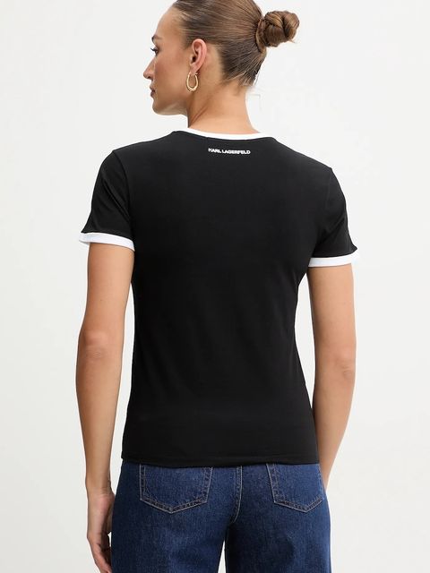 Karl Lagerfeld t-shirt bawełniany damski kolor czarny B1W17027 - zdjęcie produktu nr 2
