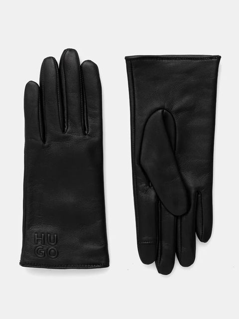 HUGO rękawiczki skórzane damskie kolor czarny 50526921 - zdjęcie produktu nr 1