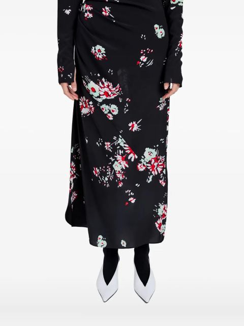 Proenza Schouler floral-print draped asymmetric day dress - Black