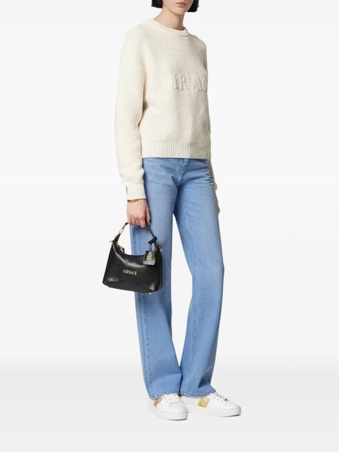 Versace textured-logo sweater - White