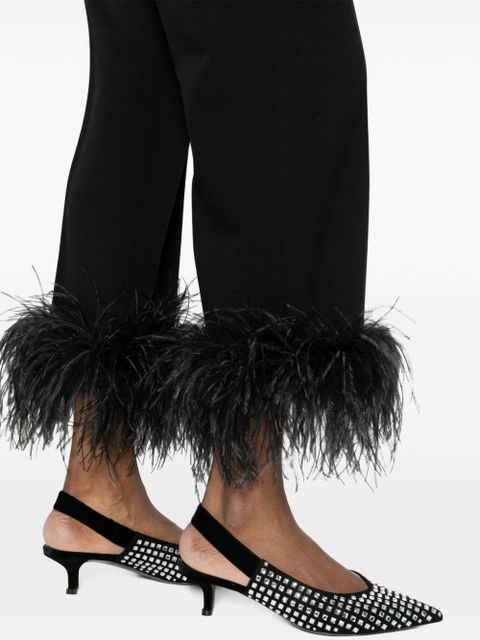 Miu Miu feather-trimmed trousers - Black