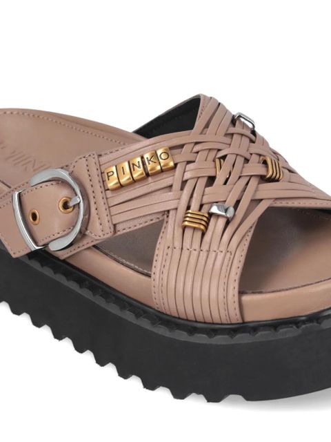 PINKO buckled leather sandals - Neutrals