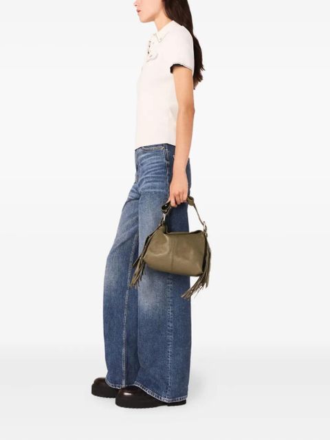 Maje ribbed-knit polo shirt - White