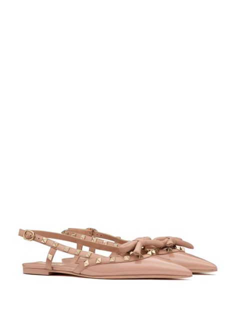 Valentino Garavani Rockstud Bow slingback ballerina shoes - Pink
