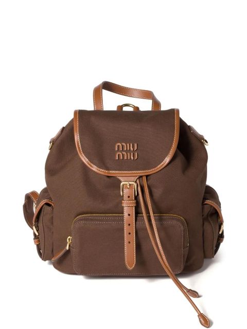 Miu Miu leather-trimmed flap backpack - Brown - zdjęcie produktu nr 1