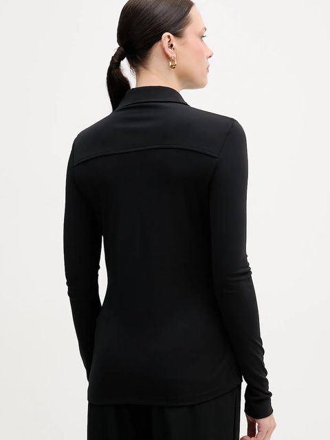 Sisley koszula damska kolor czarny regular z kołnierzykiem klasycznym 54HXLQ09M