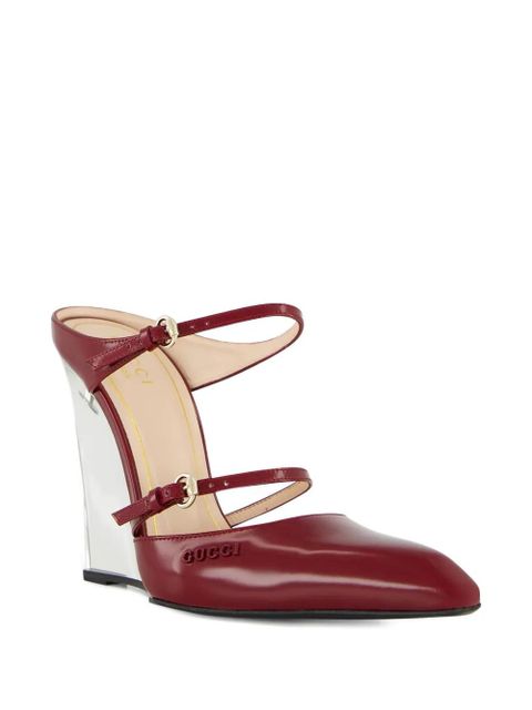 Gucci buckle-detail wedge mules - Red