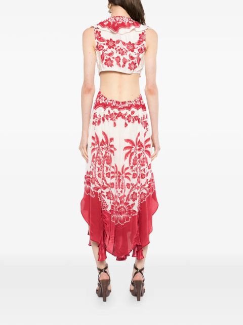 FARM Rio Guanacaste midi dress - Red