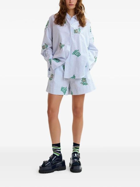 Essentiel Antwerp embroidered striped shorts - Blue