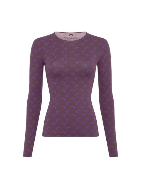 Marine Serre moon-printed long-sleeved T-shirt - Purple - zdjęcie produktu nr 2