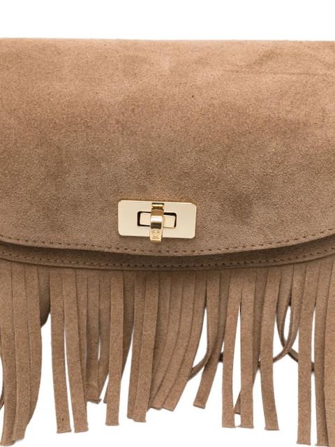 SANDRO mini fringed crossbody bag - Brown