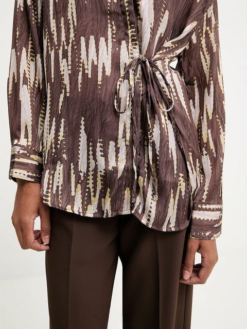 Answear.LAB koszula damska kolor brązowy regular z kołnierzykiem klasycznym