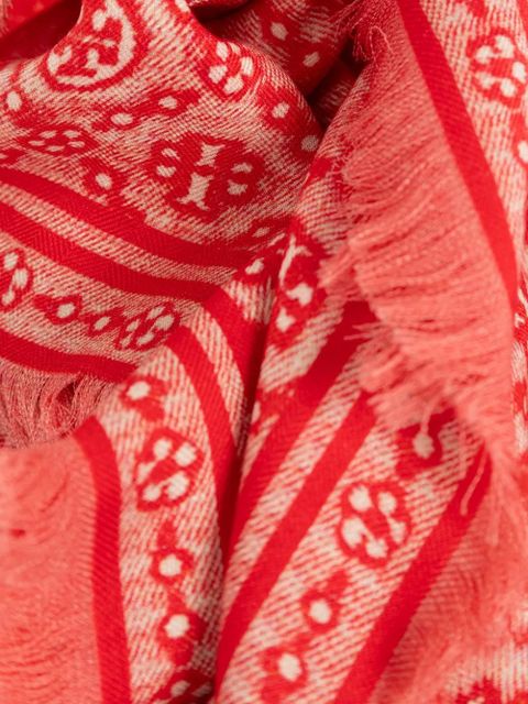 Tory Burch T-monogram fringed scarf - Red - zdjęcie produktu nr 2