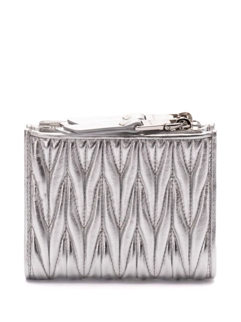 Miu Miu small matelassé leather wallet - Silver