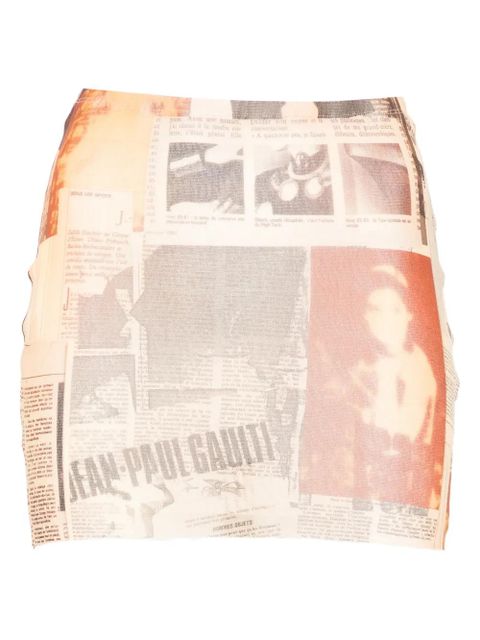 Jean Paul Gaultier newspaper-print mini skirt - Neutrals - zdjęcie produktu nr 1