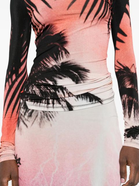 Rabanne palm print T-shirt - Orange