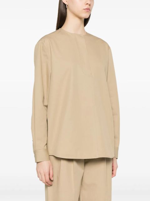 TOTEME collarless cotton shirt - Neutrals