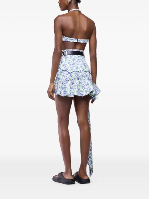 Rabanne Liberty mini ruffle print skirt - Green