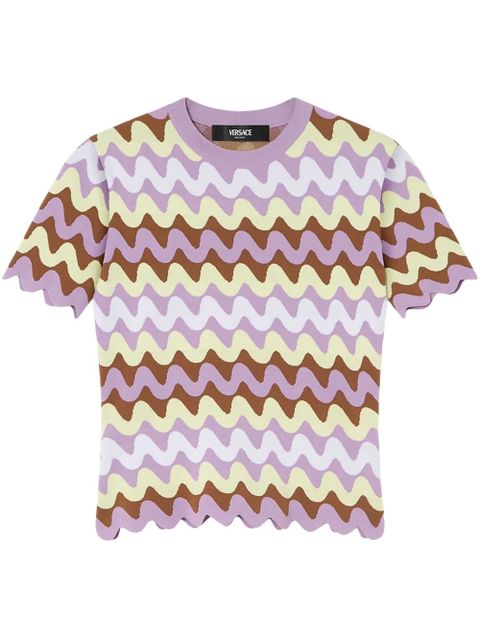Versace Wave jacquard knitted T-shirt - Purple - zdjęcie produktu nr 1
