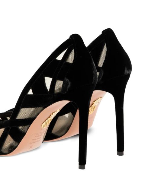 Aquazzura 105mm velvet-mesh pumps - Black - zdjęcie produktu nr 1