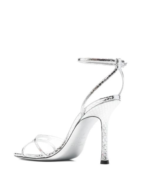 Jimmy Choo ankle-strap snakeskin-effect sandals - Silver