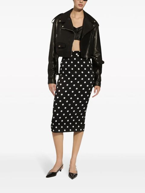 Dolce & Gabbana cropped leather biker jacket - Black