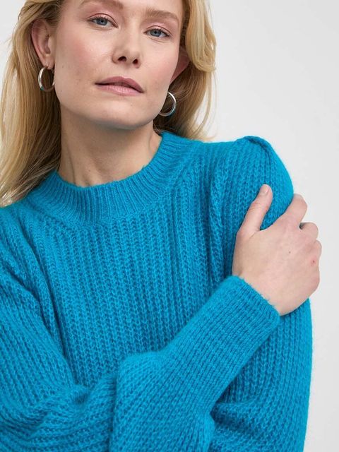 Morgan sweter z domieszką wełny MINA damski kolor niebieski