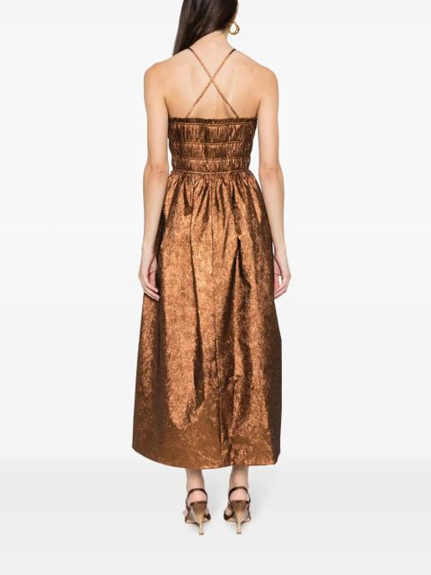 Ulla Johnson Seraphina halterneck taffeta midi dress - Brown