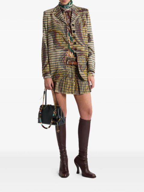ETRO gingham pleated mini skirt - Neutrals