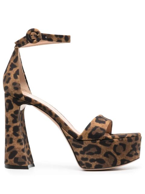 Gianvito Rossi Holly 120mm leopard-print sandals - Brown - zdjęcie produktu nr 1