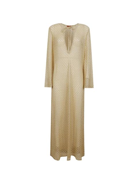Missoni V-neck maxi dress - Neutrals - zdjęcie produktu nr 1