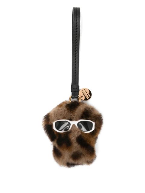 Versace leopard-print textured keyring - Brown - zdjęcie produktu nr 1