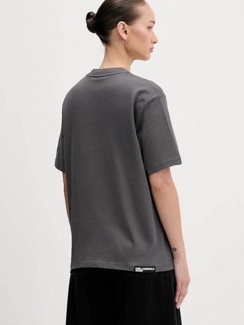 Karl Lagerfeld Jeans t-shirt bawełniany damski kolor szary A1W17005