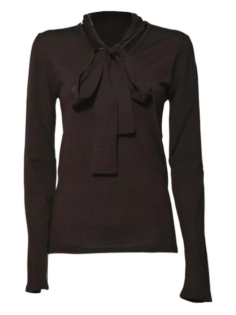 SOLOTRE tie-neck sweater - Brown - zdjęcie produktu nr 1